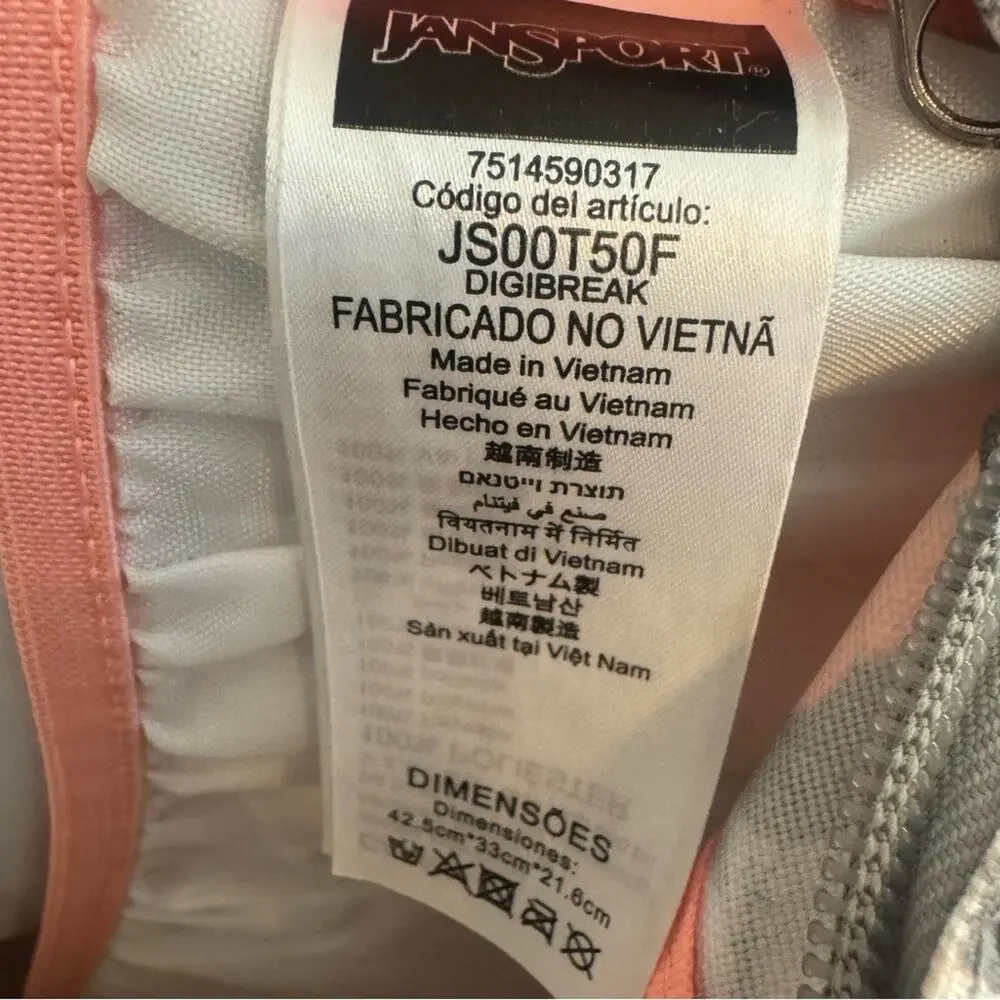 Jansport Backpack Plumeria Flowers Pink Gray Cherry Blossom School Travel Work - Picture 9 of 15